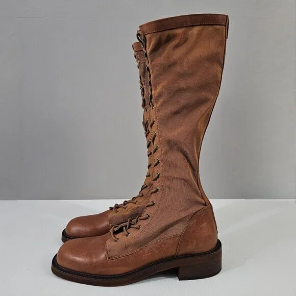Free People Trickum Tall Lace Up Boot Womens Shoe Whiskey Brown EU Size 38 - Picture 2 of 14